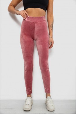 Лосини жіночі велюрові однотонні, колір пудровий, 214R263-1