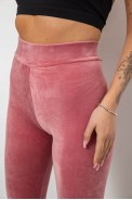Лосины женские велюровые однотонные, цвет пудровый, 214R263-1 - фото № 4