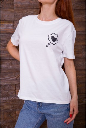 Свободная женская футболка белого цвета с принтом 198R013