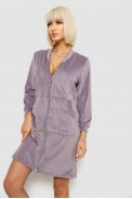 Халат женский велюровый на молнии, цвет темно-сиреневый, 257R1023 - фото № 2