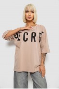 Футболка жіноча з принтом, колір бежевий, 244R3008-1 - фото № 0