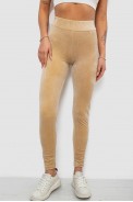 Лосины женские велюровые однотонные, цвет бежевый, 214R263-1 - фото № 0