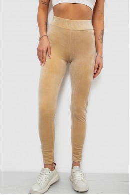 Лосини жіночі велюрові однотонні, колір бежевий, 214R263-1
