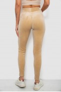 Лосины женские велюровые однотонные, цвет бежевый, 214R263-1 - фото № 3