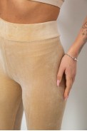 Лосины женские велюровые однотонные, цвет бежевый, 214R263-1 - фото № 4