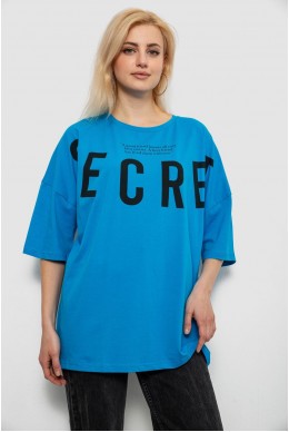 Футболка женская с принтом, цвет бирюзовый, 244R3008-1