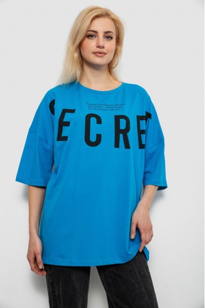 Футболка женская с принтом, цвет бирюзовый, 244R3008-1