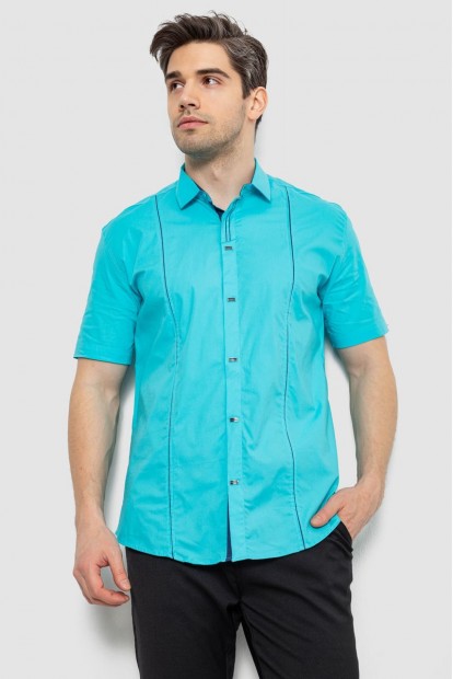 Сорочка чоловіча однотонна, колір бірюзовий, 214R7003-5