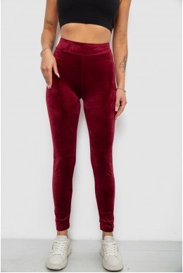 Лосини жіночі велюрові однотонні, колір бордовий, 214R263-1