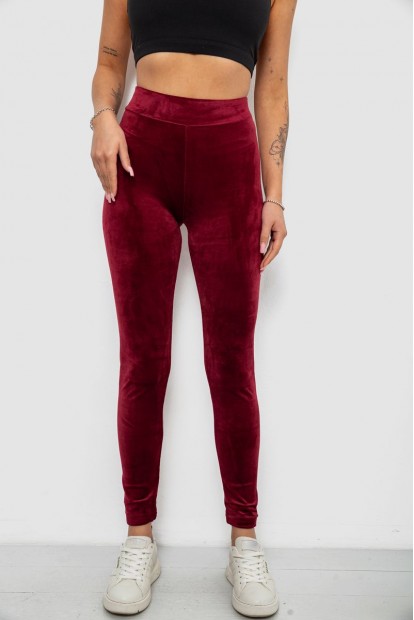 Лосини жіночі велюрові однотонні, колір бордовий, 214R263-1