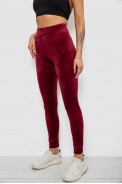 Лосины женские велюровые однотонные, цвет бордовый, 214R263-1 - фото № 2