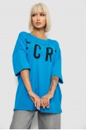 Футболка жіноча з принтом, колір блакитний, 244R3008-1 - фото № 0