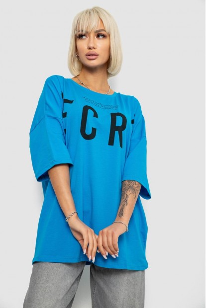Футболка жіноча з принтом, колір блакитний, 244R3008-1