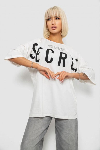 Футболка жіноча з принтом, колір молочний, 244R3008-1