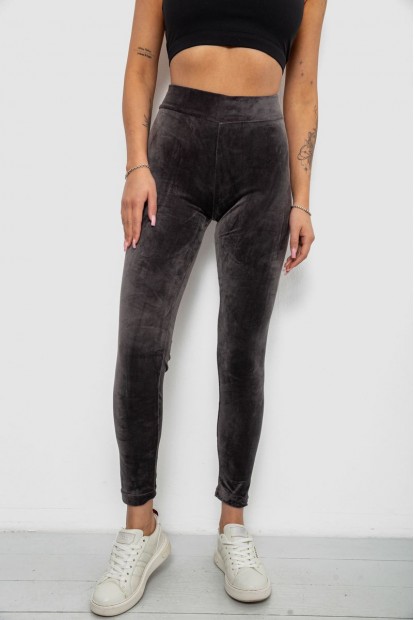 Лосини жіночі велюрові однотонні, колір сірий, 214R263-1