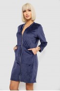 Халат женский велюровый на молнии, цвет синий, 257R1023 - фото № 2