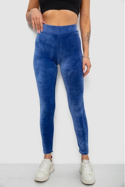 Лосини жіночі велюрові однотонні, колір синій, 214R263-1