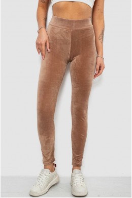 Лосини жіночі велюрові однотонні, колір мокко, 214R263-1