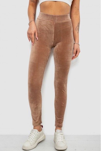 Лосини жіночі велюрові однотонні, колір мокко, 214R263-1