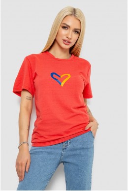 Футболка женская с принтом, цвет коралловый, 238R330