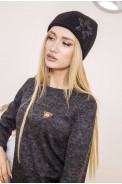 Жіноча шапка, чорного кольору з декором, 167R008 оптом - фото № 0