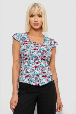 Блуза c цветочным принтом, цвет молочно-коричневый, 230R262