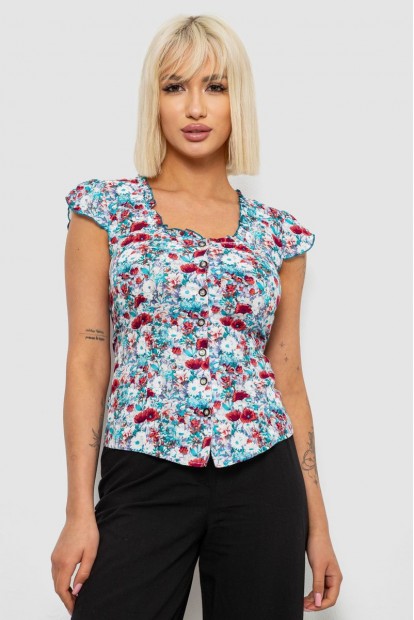 Блуза c цветочным принтом, цвет молочно-коричневый, 230R262