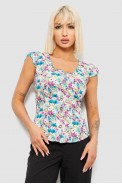Блуза c цветочным принтом, цвет молочно-бирюзовый, 230R262 - фото № 0