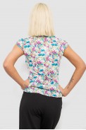 Блуза c цветочным принтом, цвет молочно-бирюзовый, 230R262 - фото № 3