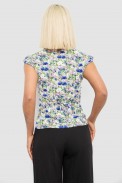 Блуза c цветочным принтом, цвет молочно-синий, 230R262 - фото № 3