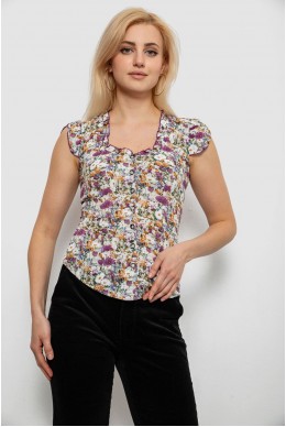 Блуза c цветочным принтом, цвет фиолетовый, 230R262
