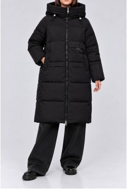 Куртка женская однотонная с капюшоном зимняя, цвет черный, 244R8809