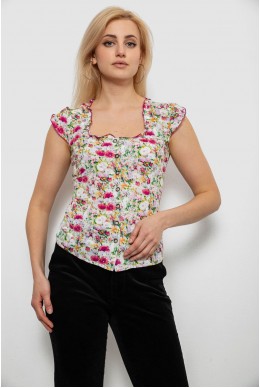 Блуза c цветочным принтом, цвет молочно-красный, 230R262