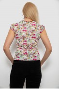 Блуза c цветочным принтом, цвет молочно-красный, 230R262 - фото № 3