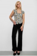 Блуза з квітковим принтом, колір джинс, 230R262 - фото № 1