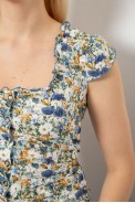 Блуза з квітковим принтом, колір джинс, 230R262 - фото № 4