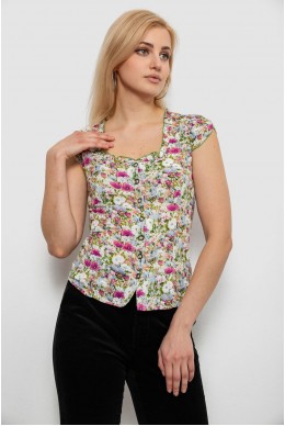 Блуза c цветочным принтом, цвет фуксия, 230R262