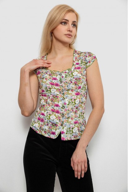 Блуза c цветочным принтом, цвет фуксия, 230R262