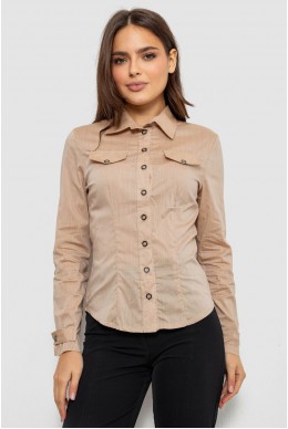 Рубашка женская однотонная  -уценка, цвет бежевый, 230R068-8-U-2