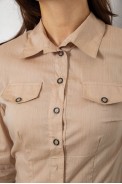 Рубашка женская однотонная  -уценка, цвет бежевый, 230R068-8-U-2 - фото № 4
