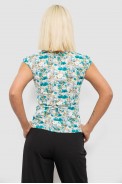 Блуза c цветочным принтом, цвет бирюзовый, 230R262 - фото № 3