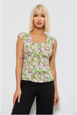 Блуза c цветочным принтом, цвет салатовый, 230R262