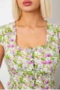 Блуза c цветочным принтом, цвет салатовый, 230R262 - фото № 4