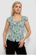 Блуза c цветочным принтом, цвет синий, 230R262 - фото № 0