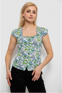 Блуза c цветочным принтом, цвет синий, 230R262