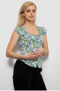 Блуза c цветочным принтом, цвет синий, 230R262 - фото № 2
