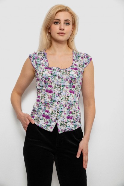 Блуза c цветочным принтом, цвет сиреневый, 230R262