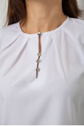 Блуза однотонная, цвет белый, 230R1121-7 Блуза однотонная, цвет белый, 230R1121-7 - фото № 4