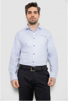 Рубашка мужская однотонная с принтом, цвет белый, 186R2011