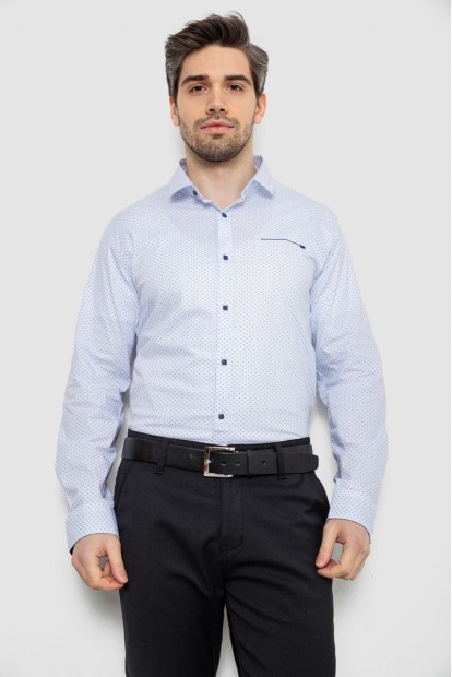 Рубашка мужская однотонная с принтом, цвет белый, 186R2011